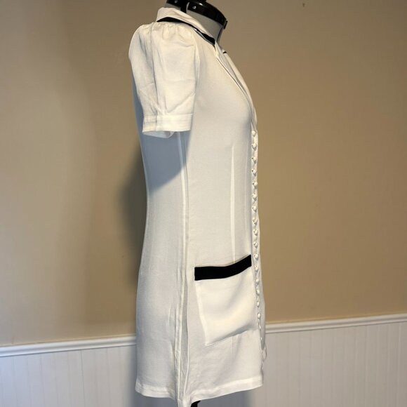 Rumored Bonsoir Black & White Mini Dress | White Fabric Button Down Unlined | XS - Picture 3 of 7